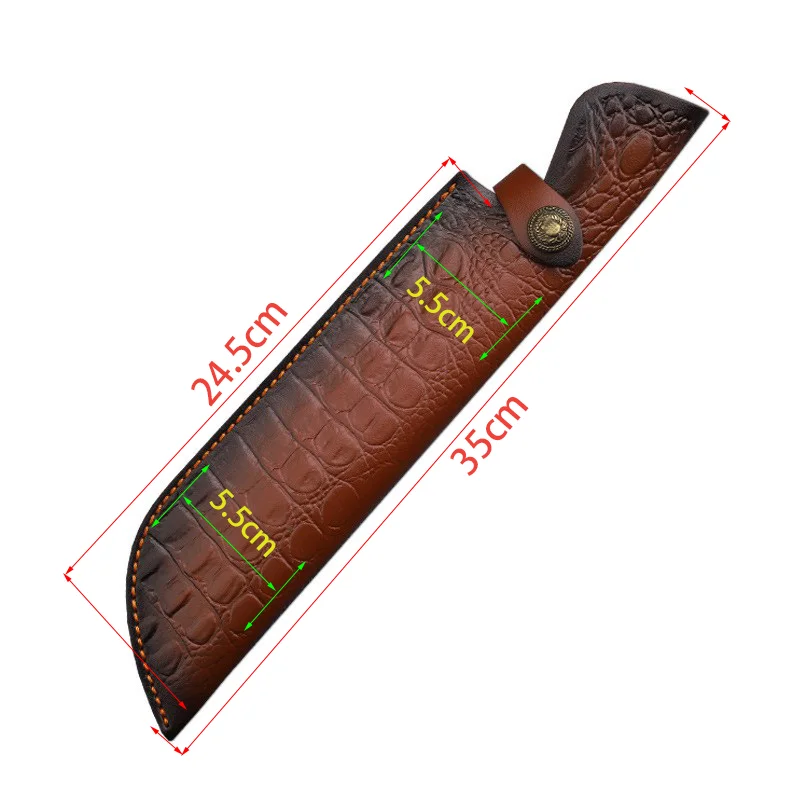 캠핑 나이프 케이스 사냥 홀스터, 벨트 버클 포함, 35cm 고정 블레이드 칼집, 엠보싱 소가죽, 두 번째 레이어 가죽