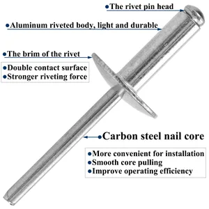 Blind aluminum flange rivets, pop assorted pop rivets, diameter 5/8 10 Main sales rivets - №10