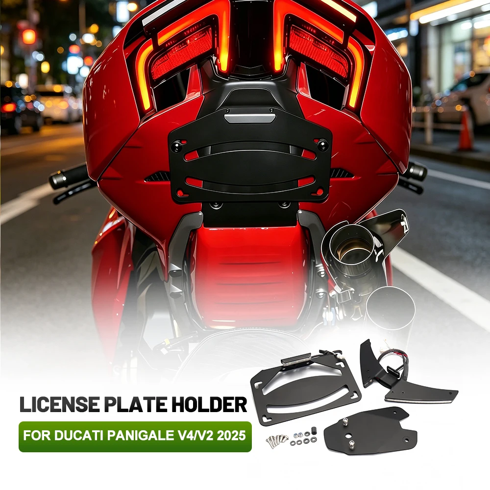 Fit for Ducati Panigale V4/V2 2025 Short Tail License Plate Holder with Built-in LED Light