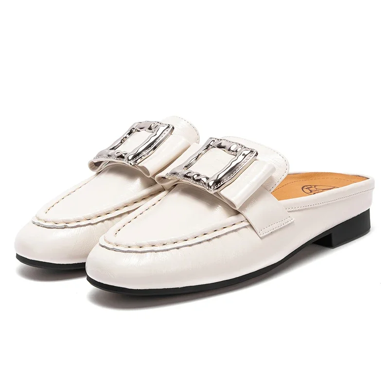 Slippers patent technology balance bottom leather casual shoes temperament girls shoes 35-39 European size