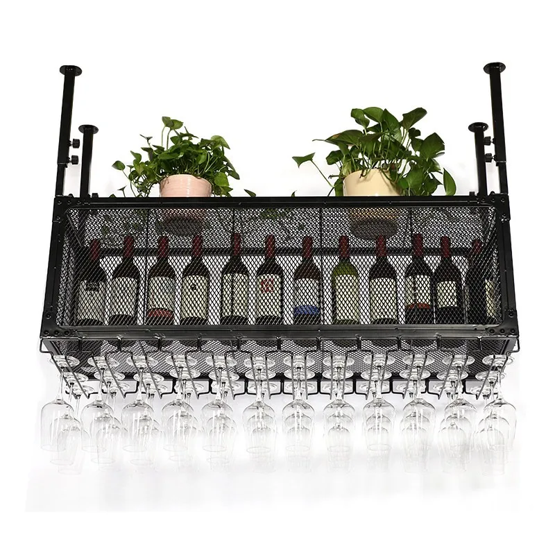 

Wine glass rack upside down creative goblet rack hanging wine glass bar counter wine rack double layer glass