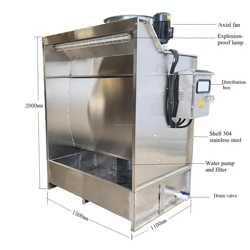 Full Stainless Water Trap Wet Wall Integrated Filter Booth Paint Mist Purification Water Curtain Paint Cabinet for Metal