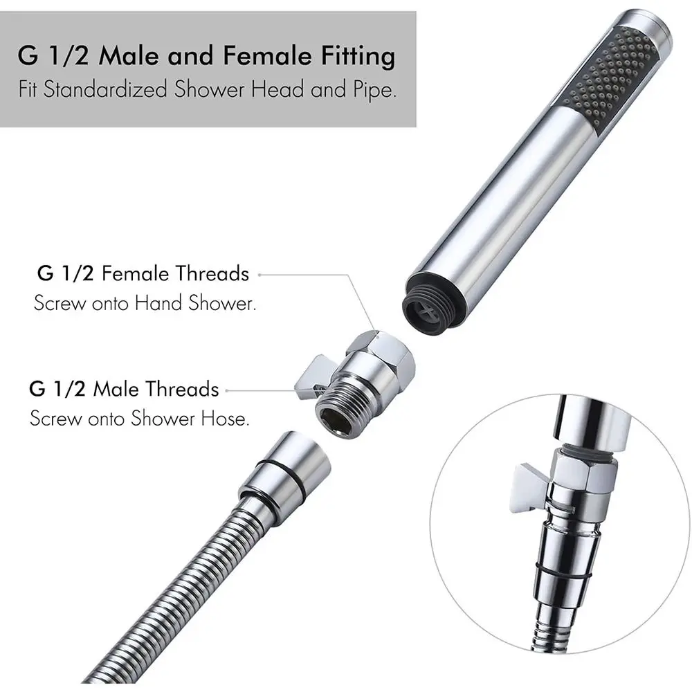 

Brass Shower Flow Control Valve G1/2 Female Male Water Flow Control Valves Quick-opening Shower Head Shut Off Valve