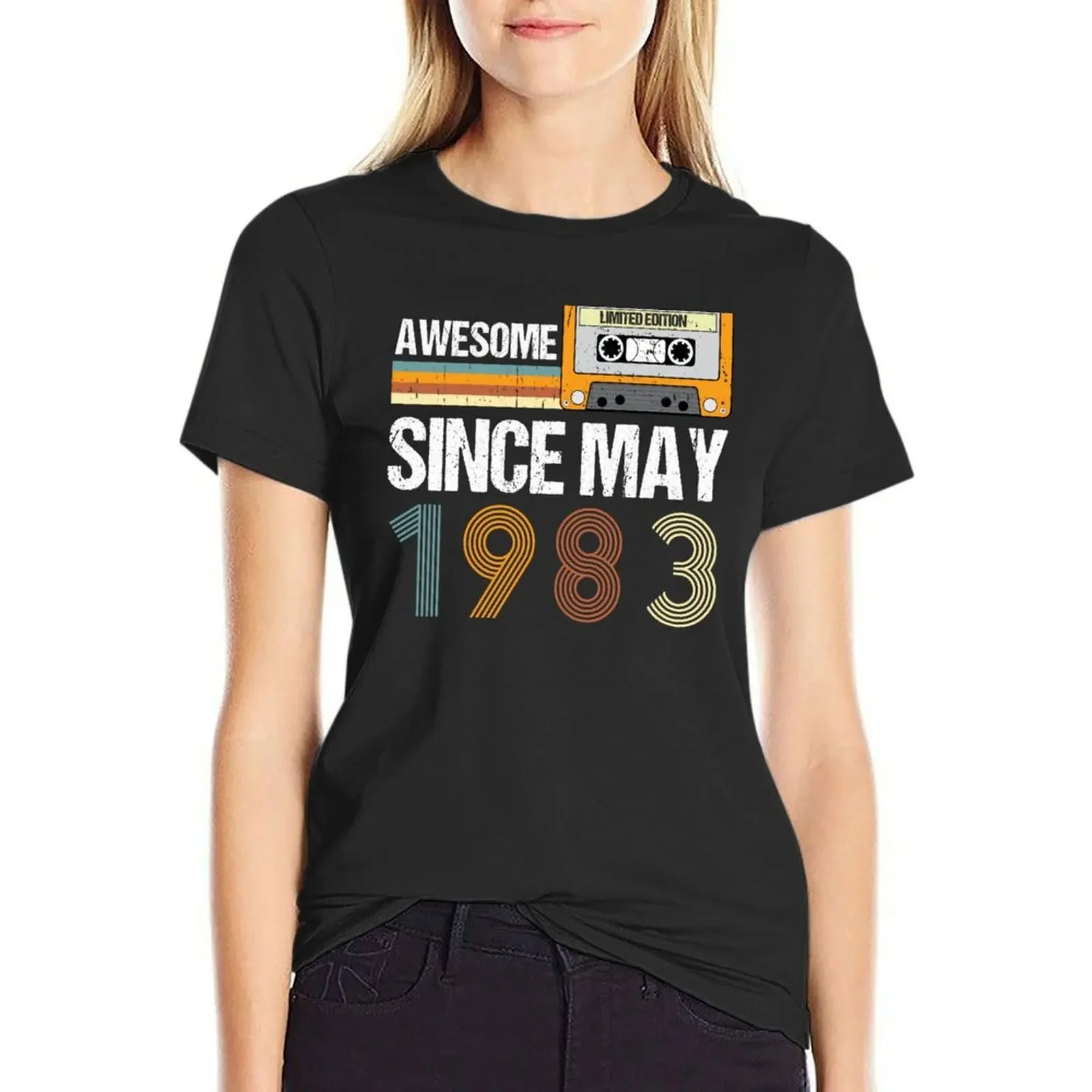 

Awesome Since May 1983 Made In 1983 Vintage May 1983 T-Shirt Short sleeve tee funny aesthetic clothes t shirts for Women graphic