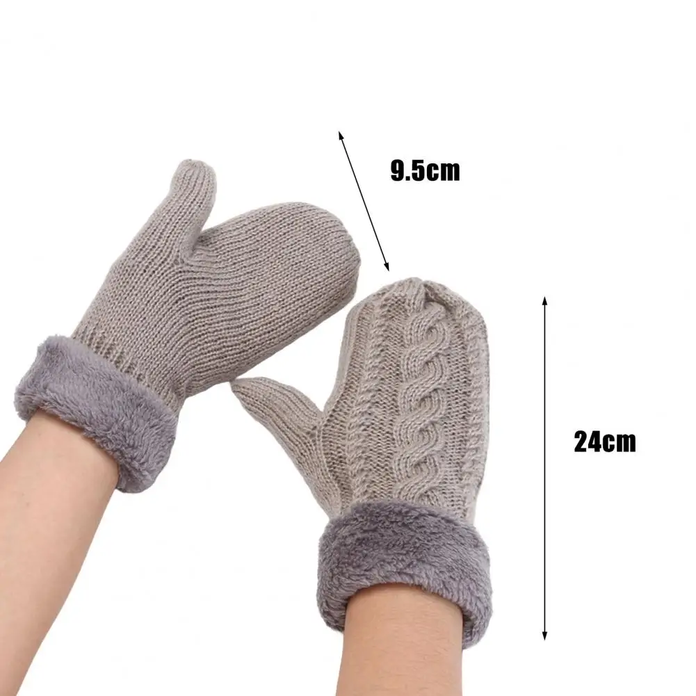 Warm Winter Gloves Warm Cozy Unisex Winter Mittens for Weather Activities Double-layer Twisted Texture Plush Knitted for Driving