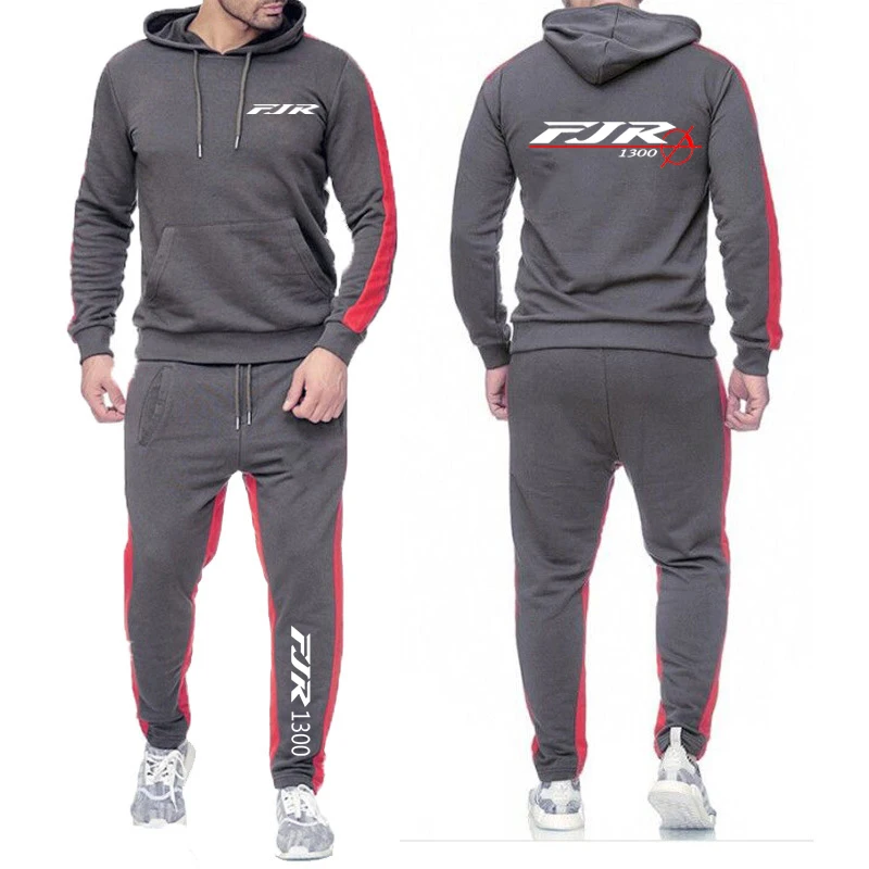 FJR-Conjunto de sudadera y pantalón de motocicleta para hombre, traje de dos piezas de manga larga, Color sólido, informal, primavera y otoño, 2024, novedad de 1300