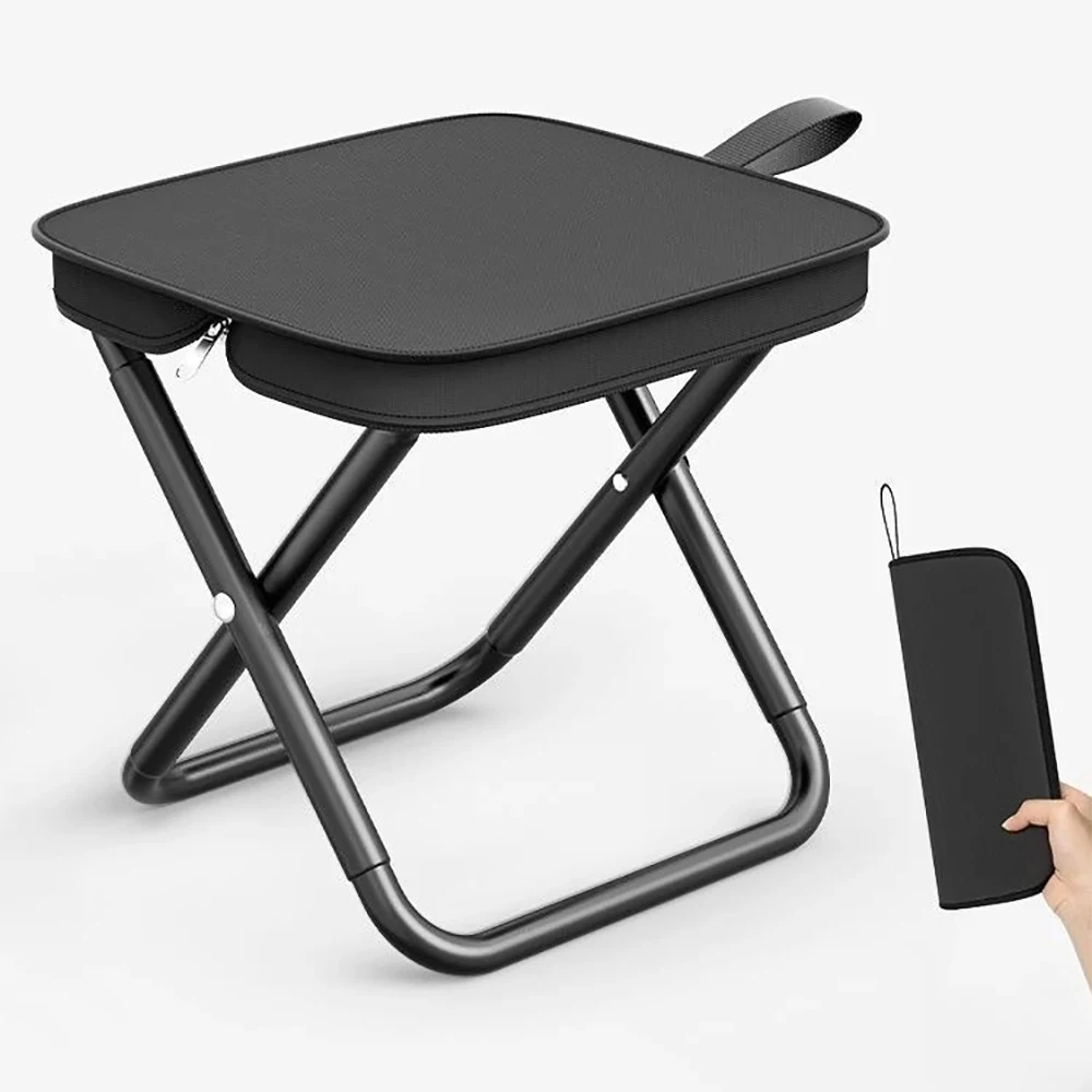 

1pc Lightweight Portable Folding Chair, Iron Alloy Frame, Foldable Outdoor Picnic Camping Stool for Teens with Carry Bag
