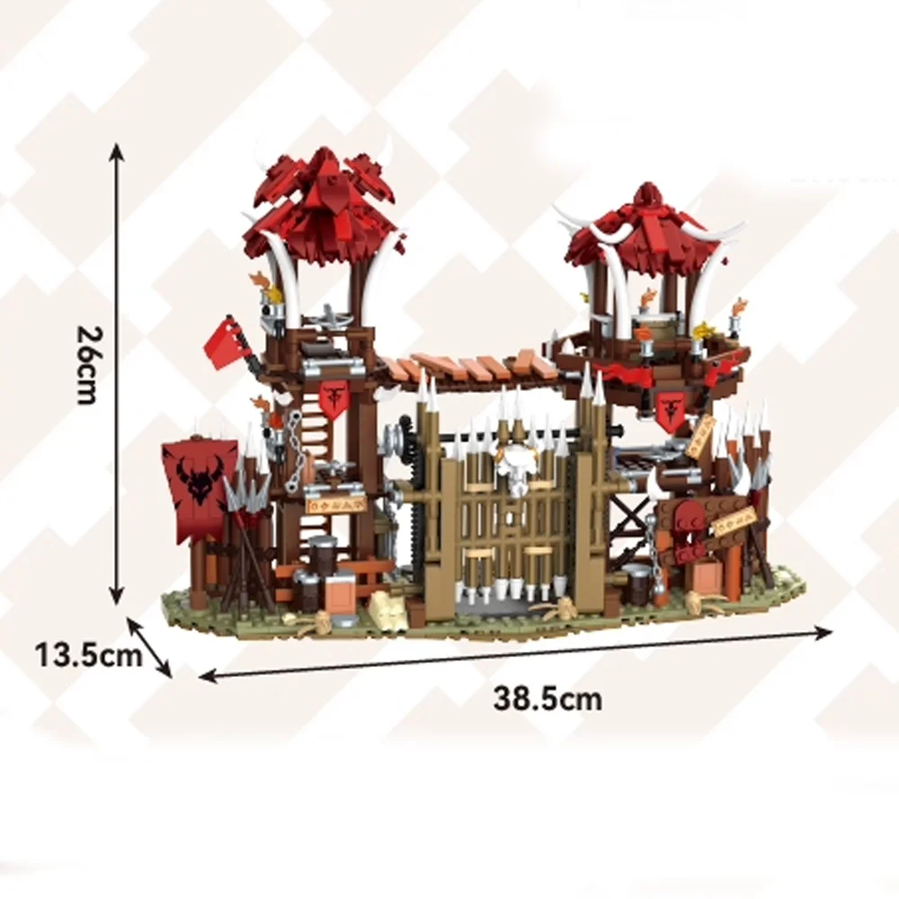 Game Bonefire Gate Architecture Building Sets,Primitive Tribe House Modular Assembly Brick Model Kit,Toys Adult Kid Gift 1279PCS