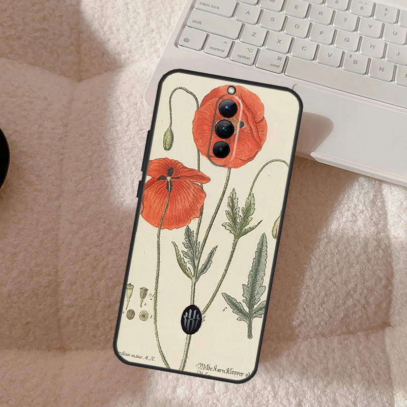 Botanical Drawings Flowers For Nubia Red Magic 6 7 8 Pro Plus Case For Red Magic 6S 7S 8S Pro Plus 6R 5S 5G Cover