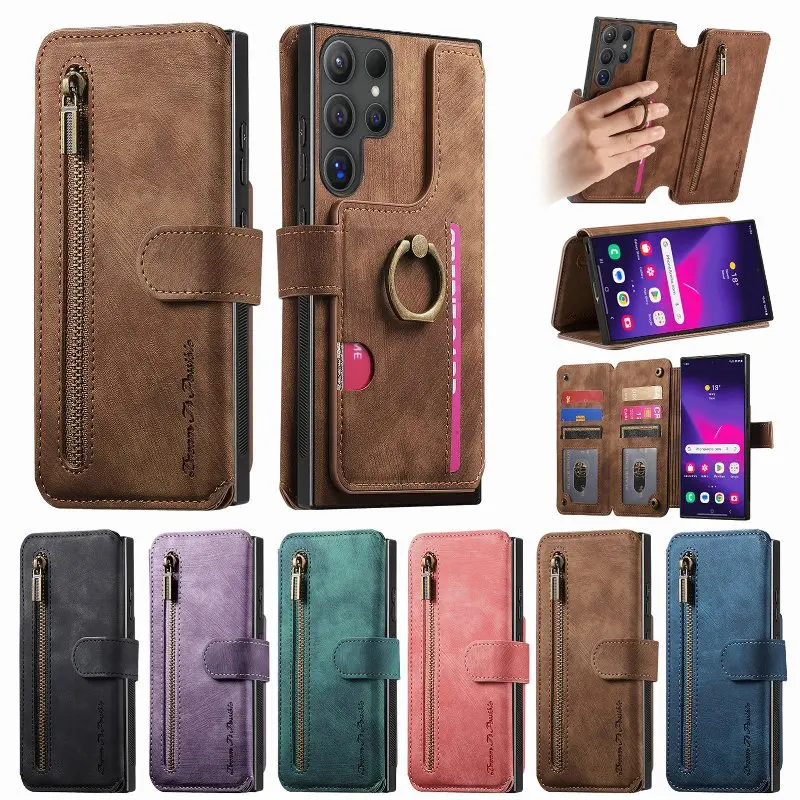 

Magnetic Flip Wallet Card Case Phone Cover for Samsung Galaxy S25 Ultra/S25 Plus/S24 Ultra/S24+/S24 FE With Back Stand