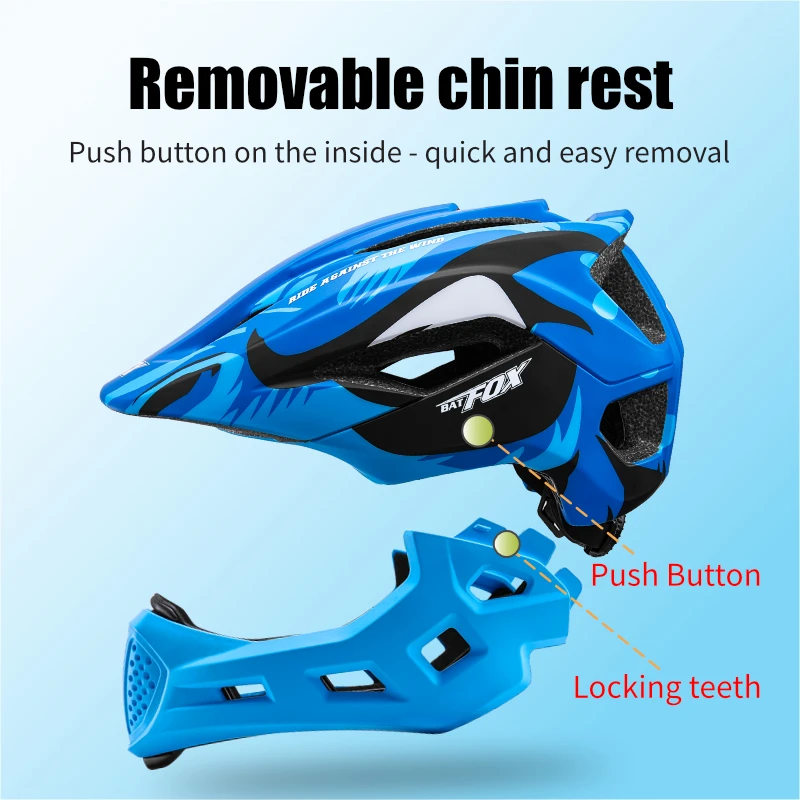 BATFOX الاطفال كامل الوجه خوذة الدراجة البخارية انفصال الدراجات خوذة الأطفال الشباب الرياضة بأمان واقية تجهيز خوذات الدراجات الجبلية