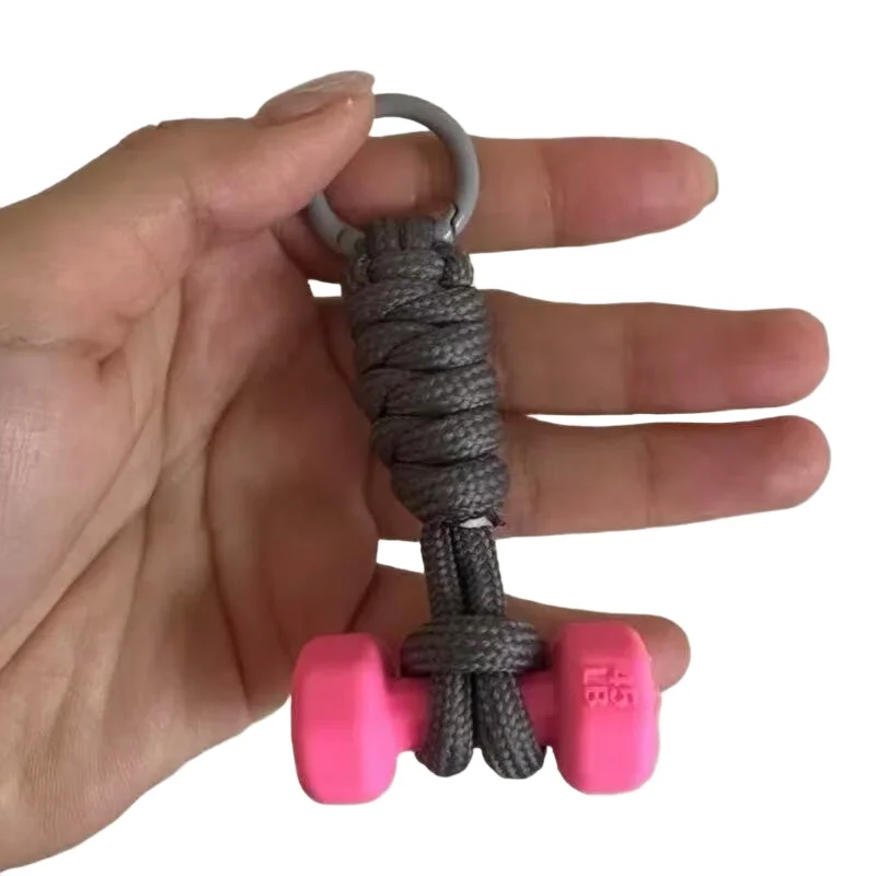 Neuer Fitness-Serie-Schlüsselanhänger, handgewebt, Kettlebell, Hantel, Schlüsselanhänger, Geschenk für Fitness-Enthusiasten, modischer Charm-Taschenanhänger – Detail 7