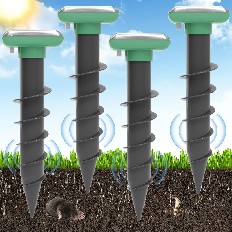 

Outdoor Animal Repeller with Solar Panel Ultrasonic Drive Away Moles Snakes from the soil for Garden Farm Orchard Patio