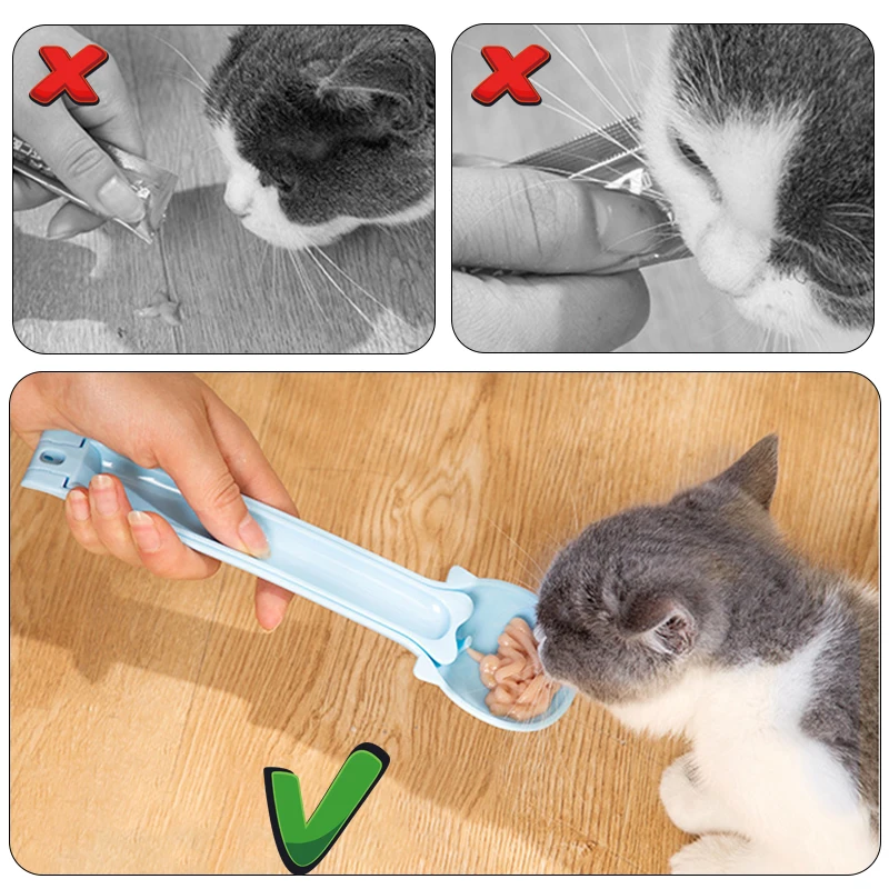 Cat Feeder Pet Liquid Snack Squeeze Spoon Cat Feeder Spoon Feeding Supplies for Indoor Kitten Wet Food Treat Accessories