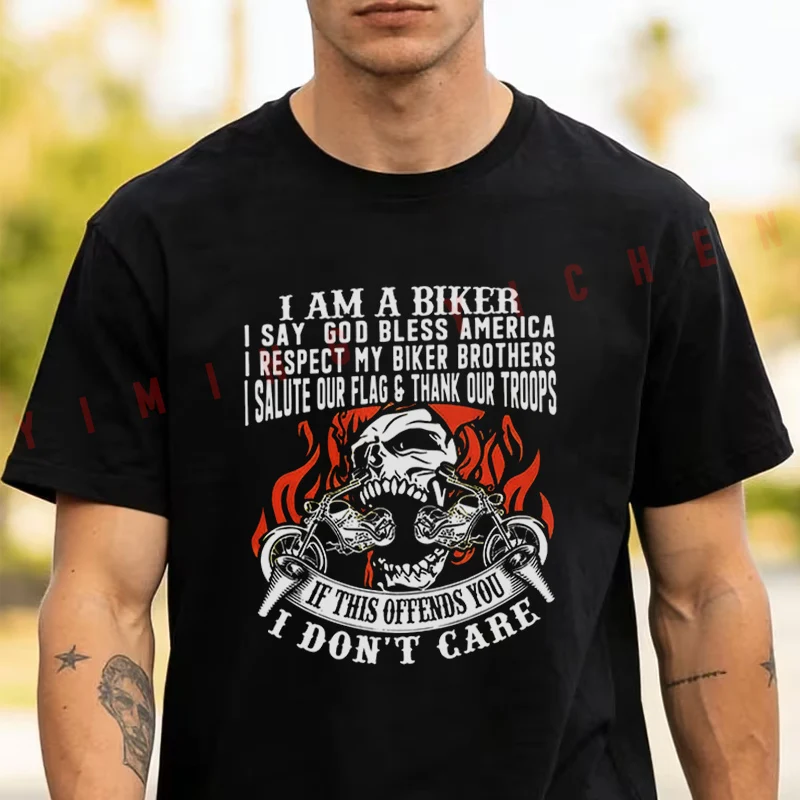 

Y2K Street Style Alphabet Skeleton Print Moto 2026 T-Shirt For Riders Men's Fashion Casual High Quality Round Neck Unisex Tee