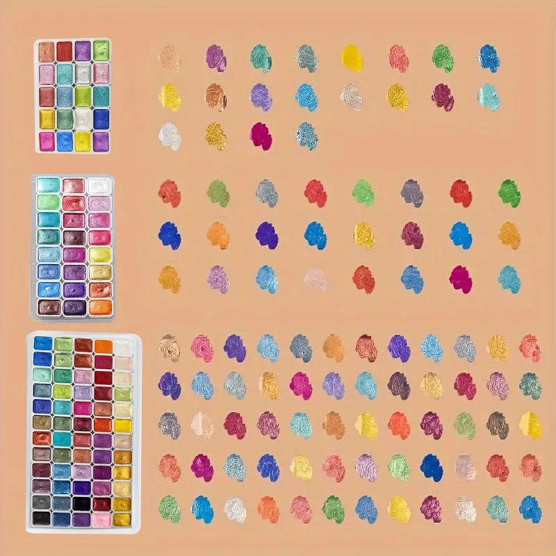 مجموعة ألوان مائية معدنية 20/24/60 لونًا من Yutiars، ألوان مائية صلبة لامعة بيرليسسينت، قابلة للتلوين، مثالية لفن الأظافر، للمبتدئين