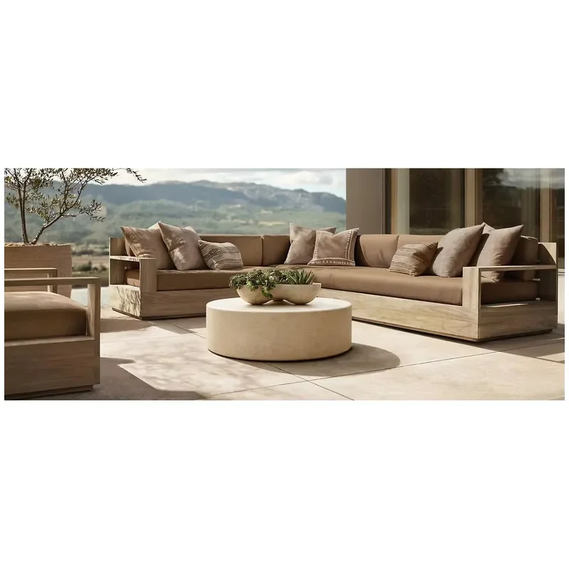 Resort Hotel Sunbathing Leisure Outside Modular Sofa Set Modern Outdoor Garden Teak Wood Furniture