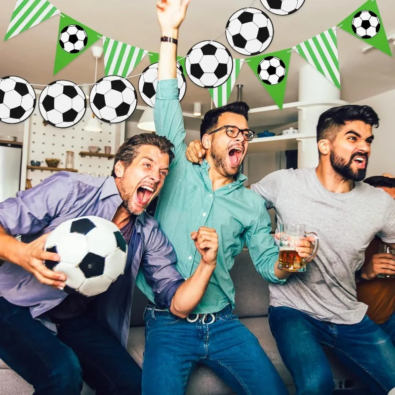 Football decorative banner, football rope flag, striped triangle banner, scene decoration, sports meeting, sports theme
