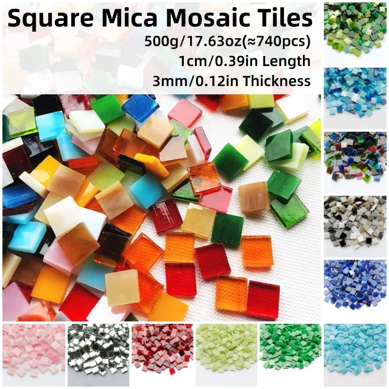 

500г/17,63 унции (около. 740 шт.) 1 см/0,39 дюйма квадратная цветная мозаика из слюды, непрозрачная мозаичная плитка, материалы для рукоделия «сделай сам»