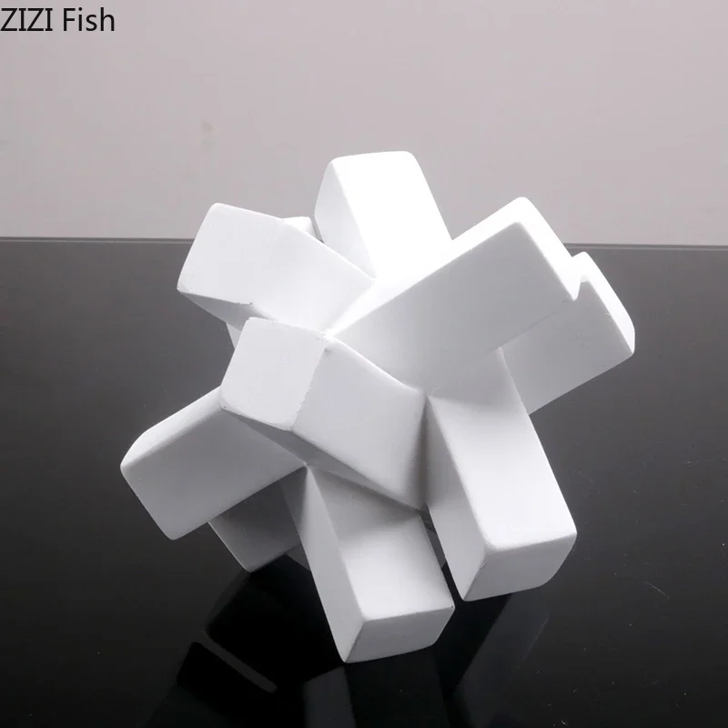 

Cross Cube Geometric Ornaments Abstract Crafts Desk Decoration Irregular Geometric Cube Resin Sculpture Room Aesthetic Decor