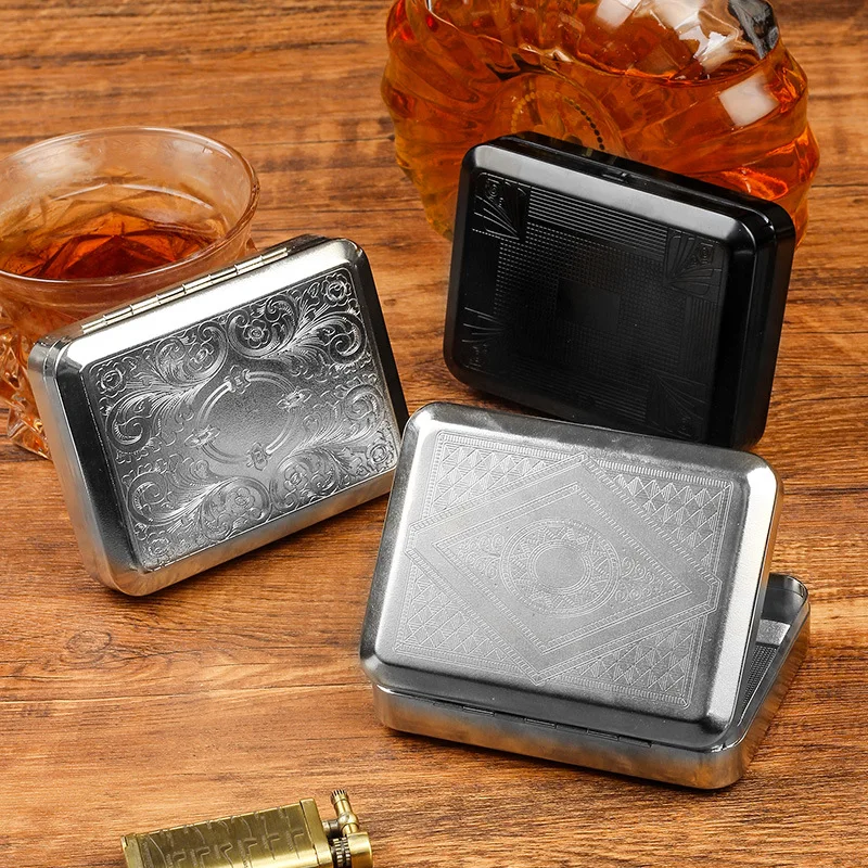 Portable Metal Tobacco Humidor Box Pocket Tobacco Pipe Storage Case  Rolling Cigarettes Mini Moisture Keeping Tobacco Container