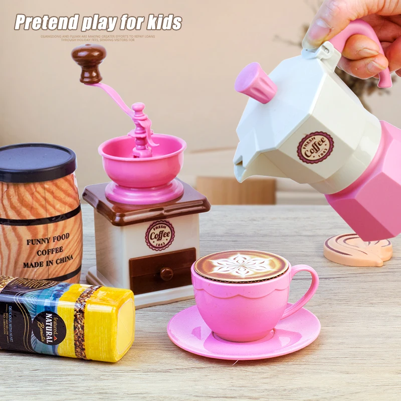 Pretend Play Toy Set for Children, Tea Set, Utensílios, Corte, Comida, Modelo de Bolo, Simulação, Cozinha, Café, Casa, Presentes de aniversário para