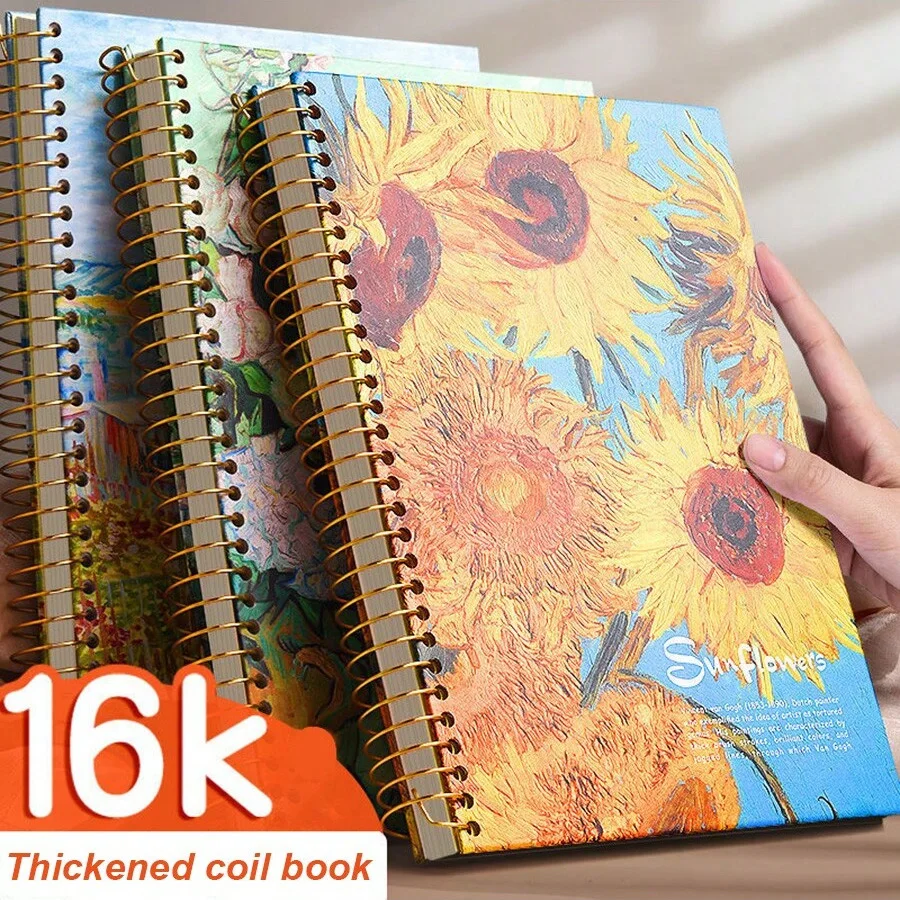 Van Gogh\'s Famous Painting Cover Spiral Coil Notebook 300 Pages 150 Sheets B5 Horizontal Line Inner Page Notepad