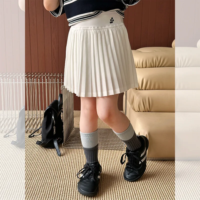 Children's Pleated Short Skirt 2025 Summer Girls' Stylish Korean Japan Hanging Feeling Versatile Street Dance Style Half Skirt