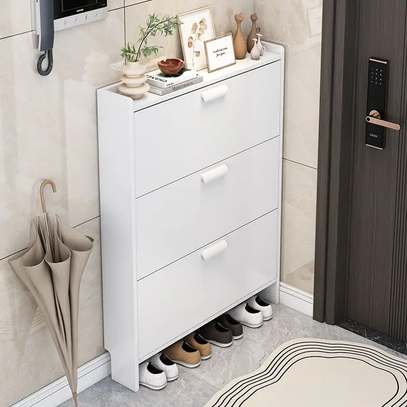 

Ультратонкий шкаф для обуви с откидной дверцей, белый и лаконичный, для прихожей, современный шкаф для входной зоны.