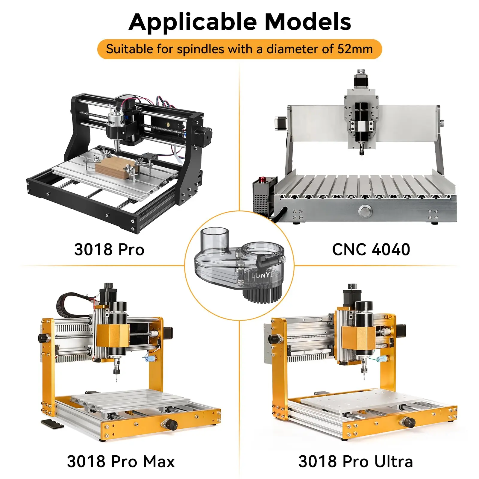 52MM 45MM Diameter Dust Shoe for CNC Router Machine, Masuter 4040 3018 CNC Router Machine