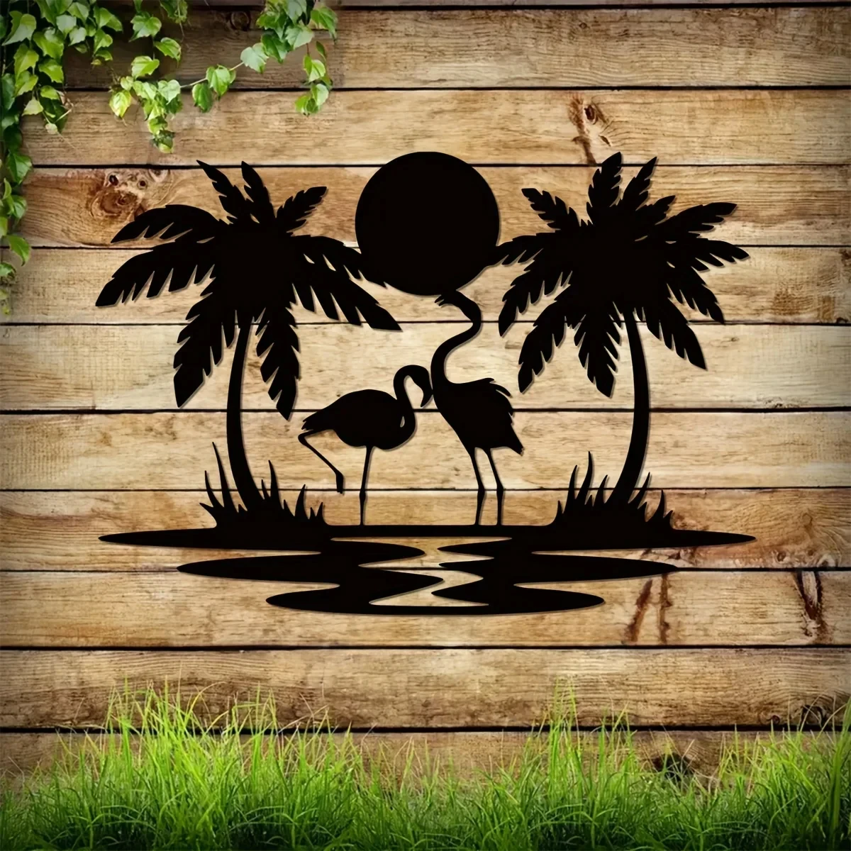 2D Metal Palm Tree Wall Decor, Metal Flamingo Palm Tree Sunset Sign, Housewarming Gifts, Bedroom Living Room Wall Art