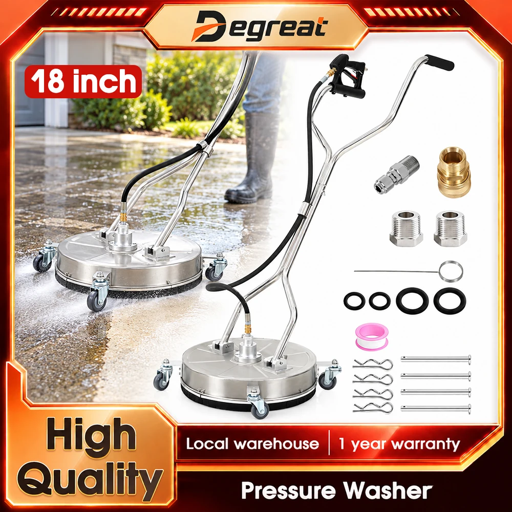 Degreat Edelstahl 18" Hochdruckreiniger mit 4 Rädern 4000PSI Druckreiniger für Beton, Terrasse, Gehweg, Deck