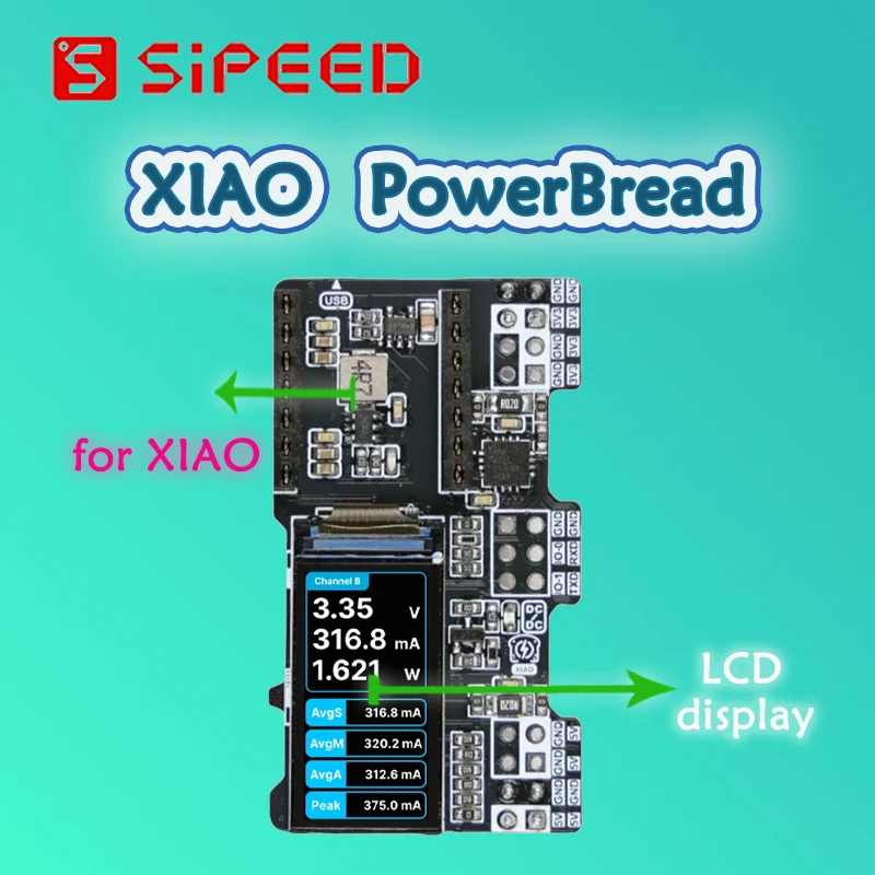 

Измеритель мощности Seeed XIAO PowerBread для макетных плат XIAO с встроенным мониторингом и цветным ЖК-дисплеем