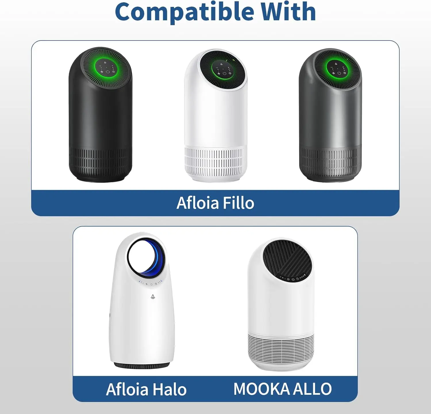 True HEPA Filter Replacement for Afloia Fillo/Halo/Mooka Allo Purifier, 3-in-1 H13 True HEPA, 360° 3-Stage Filtration, 2 Pack