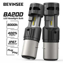 BEVINSEE BA20D H6 LED Motorcycle Light Bulb High&Low Beam Halogen Size 50W Headlamp For Motorbike ATV UTV Accessories Fog Lights