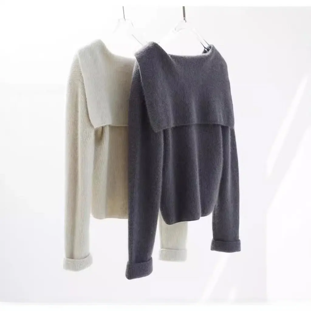 

European Women's Thickened Wool Cardigan Navy Collar Classic Solid Color Cashmere Sweater Knitted Outerwear Top