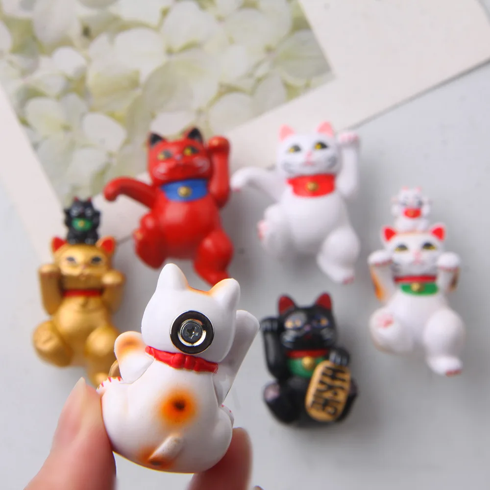Creative Cartoon Animal Magnetic Sticker PVC Lucky Cat Cute Fridge Magnet Ornaments Kitten Model Toys Kitchen Decor Accessories