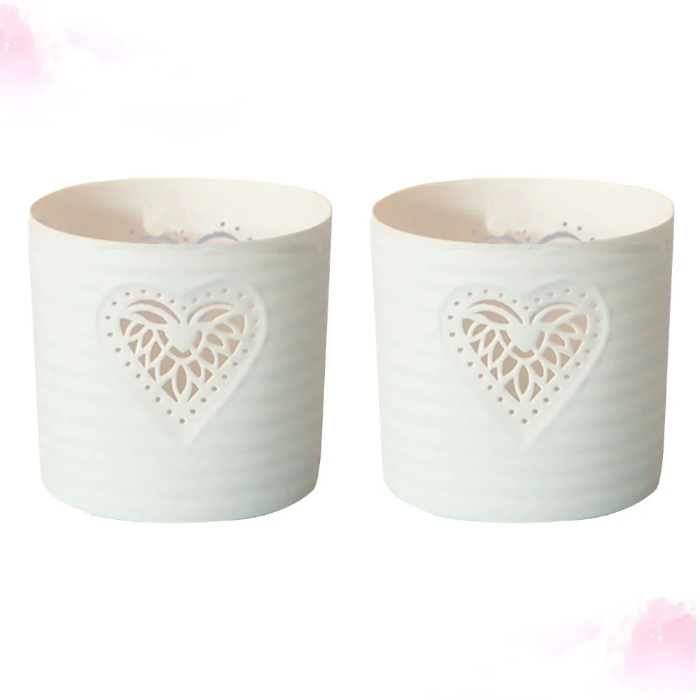 2Pcs Love Heart Nordic Style Candlestick Exquisite Holder Creative Desktop Decoration for Home Wedding Xmas Party