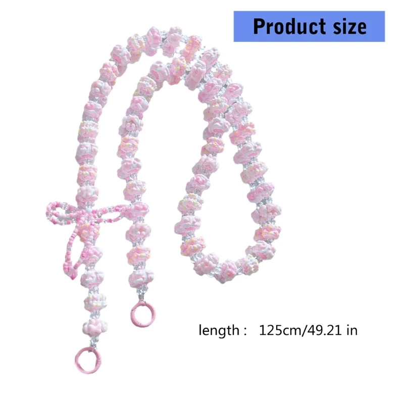 3D Handpainted Beaded Phone Charm Adjustable Wrist Strap For Women Girls Stylish Crossbody Shoulder Bag Chain Accessory
