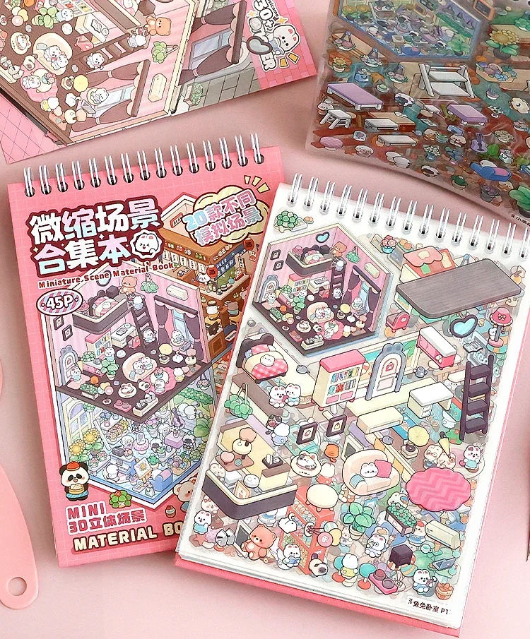 

20 видов миниатюрных книг сцен, наклейки с пейзажной сцены, 3D сложенные стереоскопические миниатюрные домики