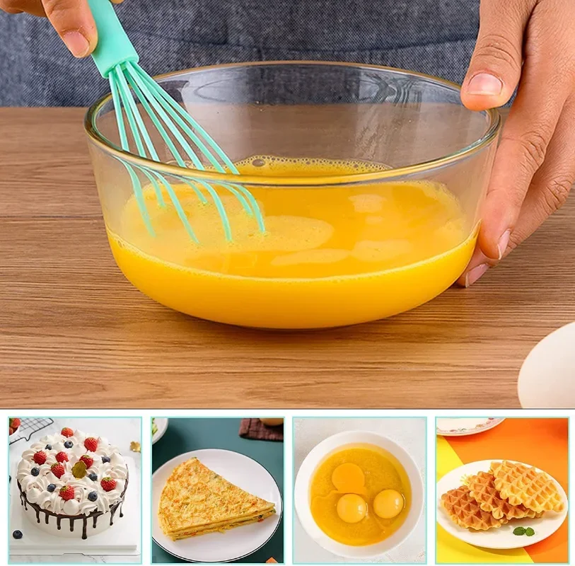 Kitchen Silicone Whisk Non-Slip Egg Beater Milk Frother Kitchen Utensil 17x4cm Kitchen Silicone Egg Beater Tool Easy To Clean