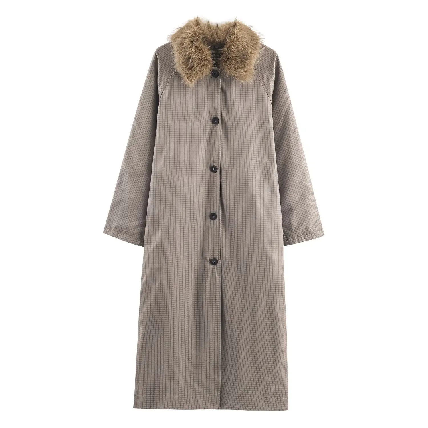 

2025 WOMAN Fashion European and American Style Autumn New Faux Fur Collar Effect Coat Chic Double Face Coat Mujer