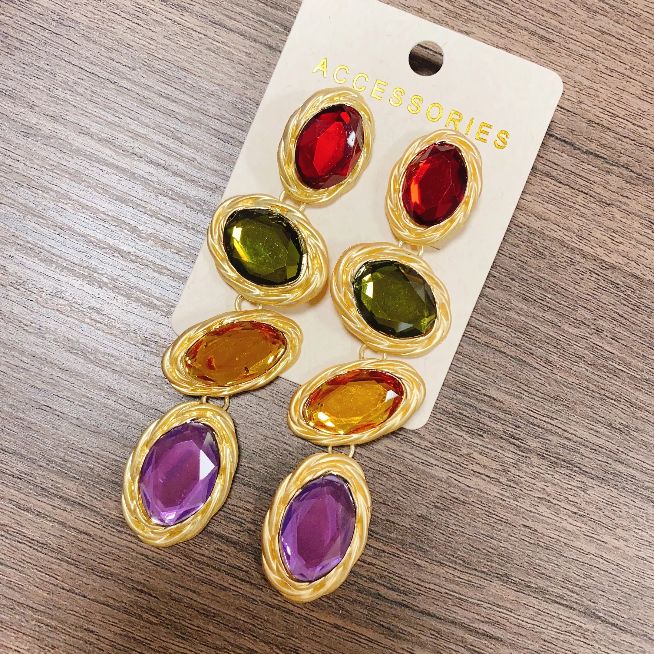 

Vintage Exaggerated Imitation Gemstone Colorful Dangle Earrings for Women Gorgeous Elegant Party Prom Trendy Jewelry Accessories