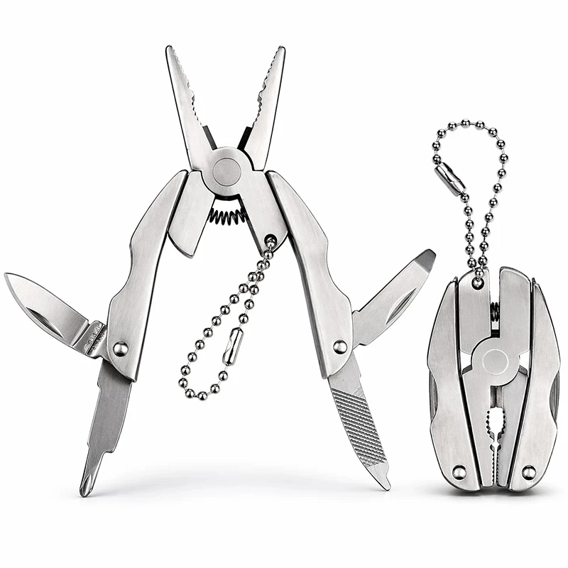 Multi-function Pliers Key Chain Portable Folding Turtle Back Pliers Knife Screwdriver Durable Hardware Tool for Outdoor Use