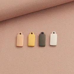 Fnixtar 20pcs/lot Stainless Steel Small Rectangle DIY Pendant Charms Necklace Bracelet Accessories Jewelry Making Gift