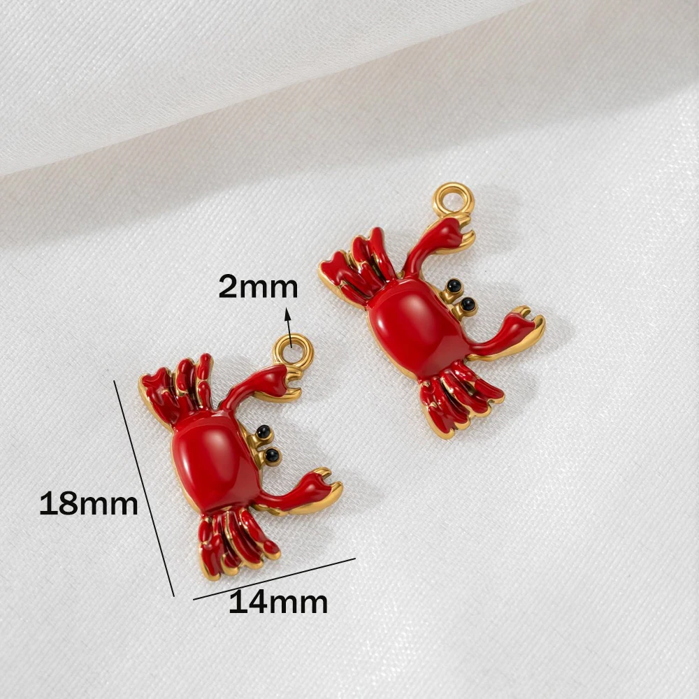 2 Stück Edelstahl-Anhänger in Form von Roten Krabben, Hummern und Skorpionen mit Emaille-Beschichtung für Armbänder, Ohrringe, Halsketten und DIY-Projekte – Detail 3