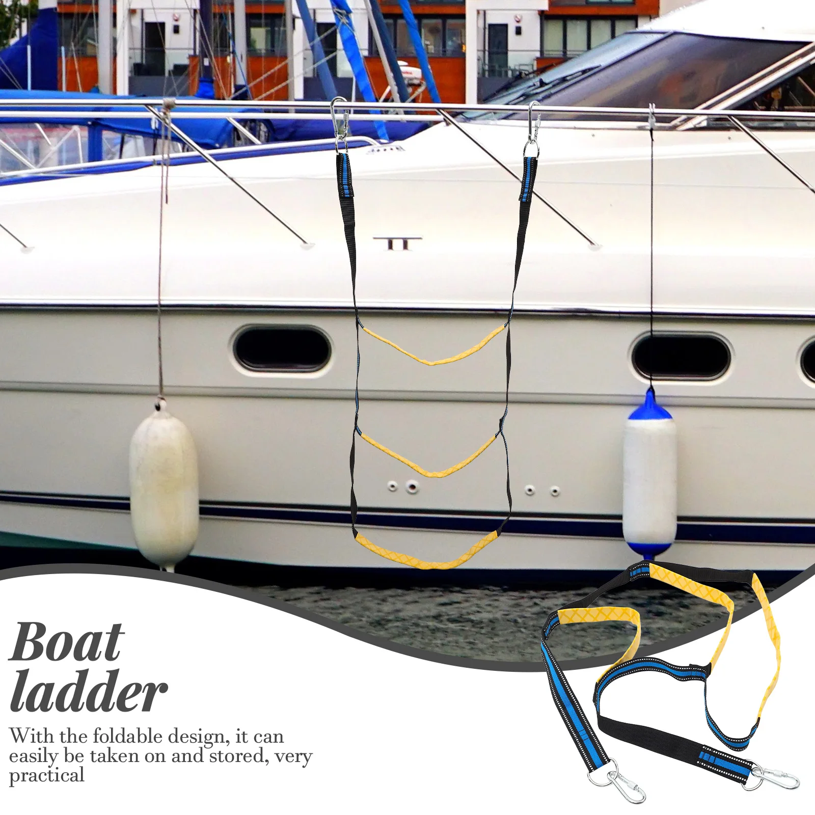 

Lightweight Foldable Kayak Ladder Wear-Resistant Rope Ladder for Inflatable Boat Canoe Hanging Ladder Boat Accessory