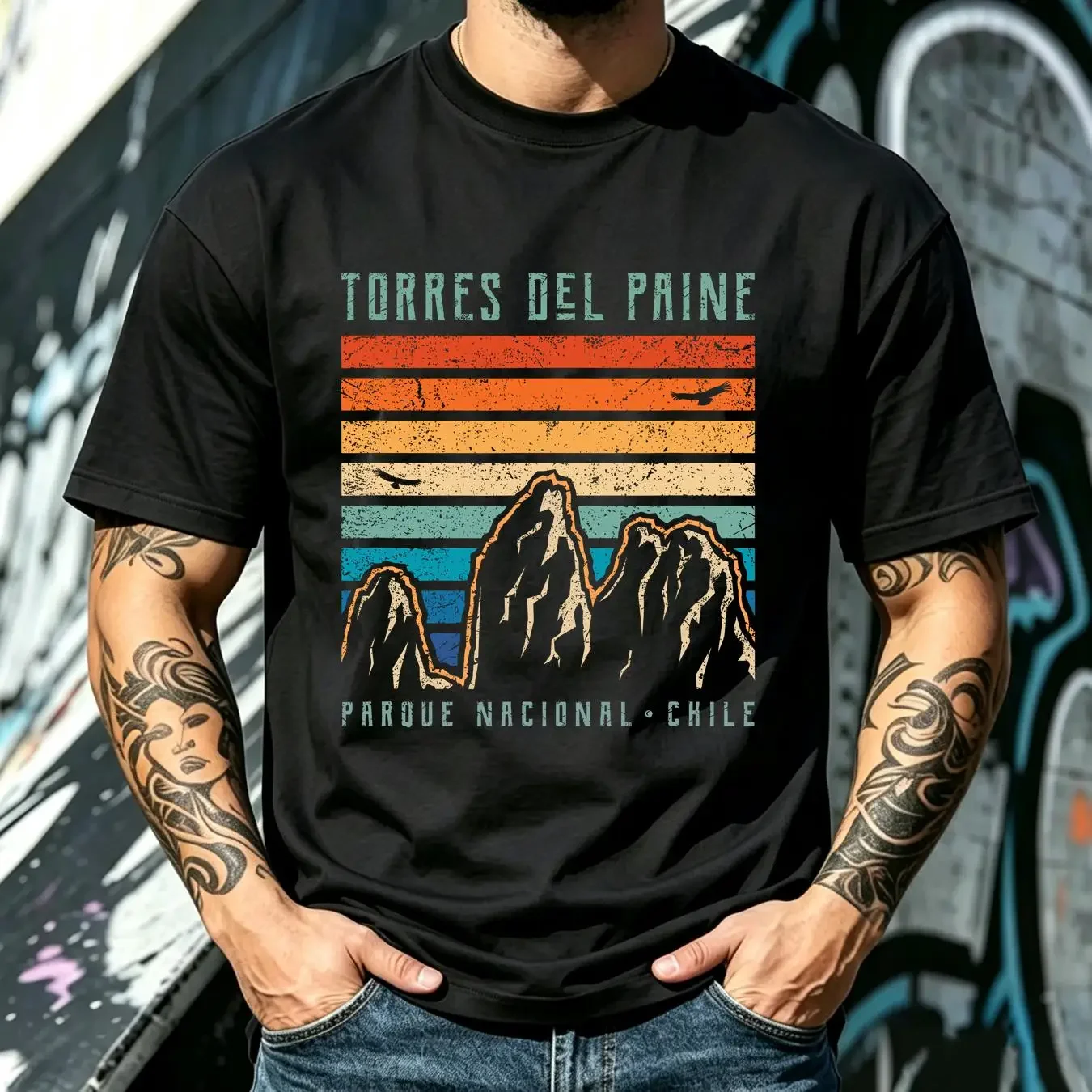 washed T Shirt Torres Del Paine Retro Chile Mountains Vintage Baseball cap Snapback Caps Knitted Hat vintage Washed