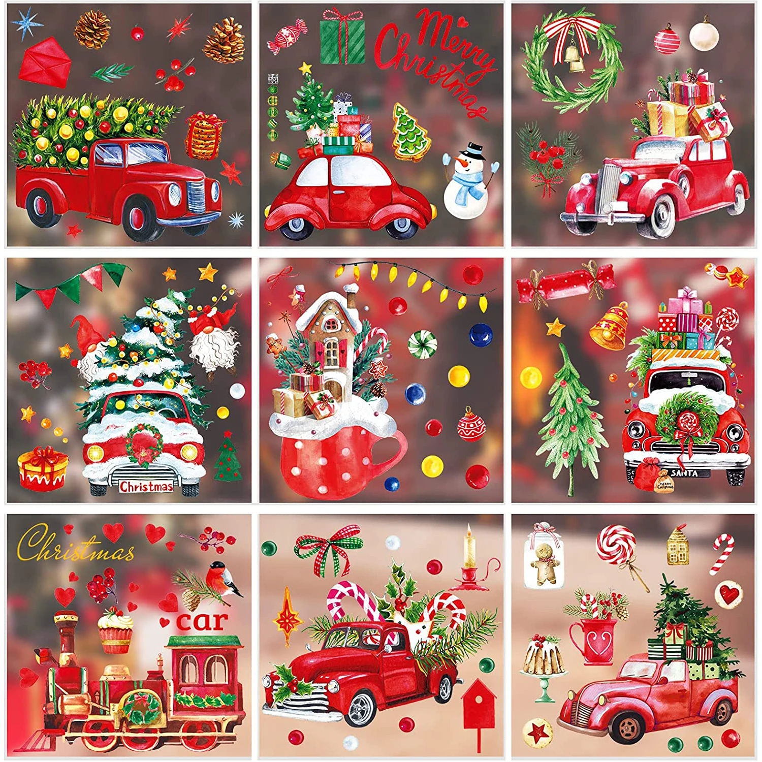 Christmas Window Stickers Christmas Decorations For Home 2023 Christmas Wall Sticker Kids Room Wall Decals Navidad New Year 2024