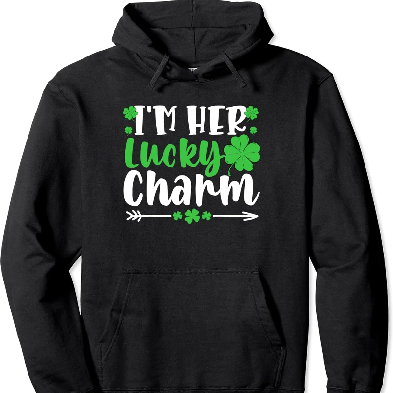 I'm Her Lucky Charm Funny Couples St Patricks Day Autumn and Winter Pullover Long Sleeve Matching Hoodies Keep Warm Sweatshirt